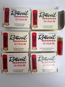 Rottweil Brenneke 12mm (Cal 36) Shotgun Slug Ammunition, 6 Boxes of 5 Rounds Each