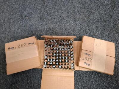 Handloaded .357 Magnum Ammo by Hempy, 150 Grain, 100 Rounds each/Box, 3 Boxes, Lead Bullets