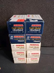 Federal .22 LR Gold Medal UltraMatch & Match, 40gr Solid, 8 Boxes (500 Rounds) Rimfire