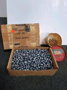 Bulk .45 ACP 200gr Cast SWC Bullets (1000 ct) with .44 Cal JHP & FN Bullets (20 ct) for Reloading