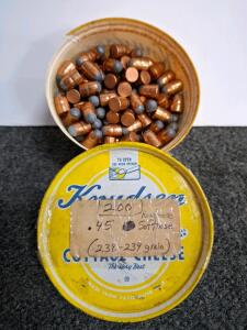 .45 Caliber 239 Grain Round Nose Soft Point Bullets - 200 Reloading Projectiles Copper Jacketed
