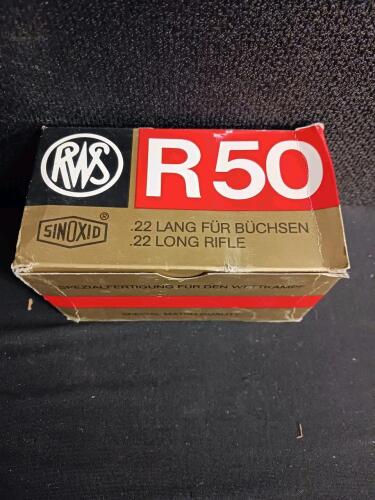 RWS R50 .22 LR Match Ammunition, 10 Boxes (500 Rounds), 40gr LRN, German-Made, Sinoxid Primers