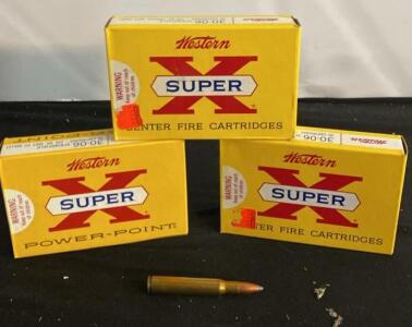 (3) Western X Super .30-06 Springfield 125gr Pointed Soft Point Ammo 20rd Box Vintage Power-Point
