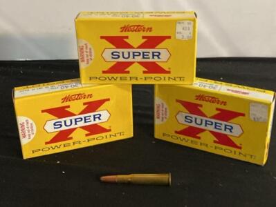 Western Super-X Power-Point .30-40 Krag 180gr Soft Point, 3 Full Boxes (60 Rounds) Brass Case
