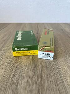 Federal 40 S&W 180gr Hydra-Shok JHP & Remington 17 Rem 25gr Hollow Point Ammo, Approx 18 Each