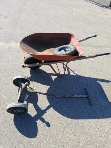 Metal Wheelbarrow, 6 cu. ft. Ball hitch hand cart.