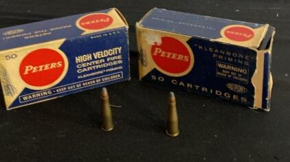 (2) Peters .22 Remington Jet Magnum 40gr Soft Point High Velocity Ammo &ndash; Vintage Collectible