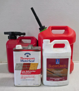 Thompson's WaterSeal 1 Gal Multi-Surface Waterproofer, SuperDeck Remover, 2.5 & 5 Gal Gas Cans