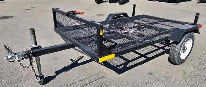 Single Axle 8'2x4'1 Utility Trailer, Mesh Floor, 1-7/8" Coupler, 4.80-12 Wheels, Steel Rails, Front Gate