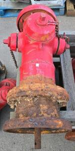 Dry Barrel Cast Iron Fire Hydrant, 6" Flanged Inlet, 2.5" Outlets, Heavy Rust, Red Paint