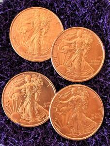 1 Oz .999 Fine Copper Rounds Walking Liberty Design - American Bald Eagle Reverse