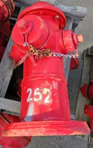 Dry Barrel Cast Iron Fire Hydrant, 6" Flanged Inlet, 2.5" Outlets, Heavy Rust, Red Paint