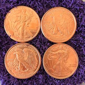 1 Oz .999 Fine Copper Walking Liberty Rounds &ndash; United States Design &ndash; 39MM Diameter