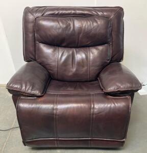 Power Reclining Leather Armchair, Dark Brown, Electric Mechanism, Side Controls