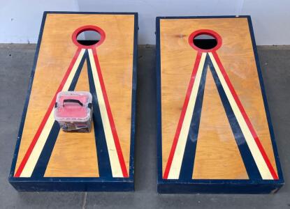 Wild Sports Cornhole Game Set, 2 Wood Boards 48"x24", 8 Red/Blue Bean Bags