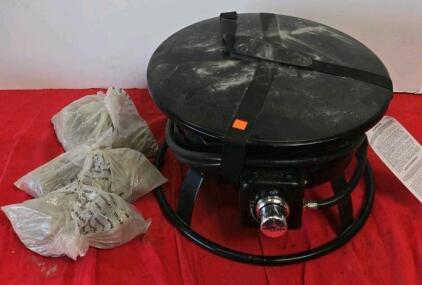 Flame King 19" Portable Propane Fire Pit, 58,000 BTU, Piezo Ignition, Hose & Lava Rocks Included