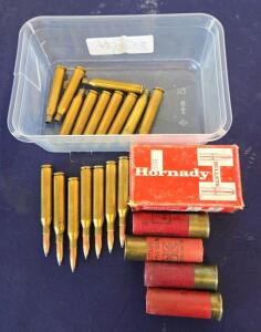 Winchester .25-06 Rem Cartridges, 12 Gauge BB Shot Shells, Lead Round Balls, Hornady Bullets