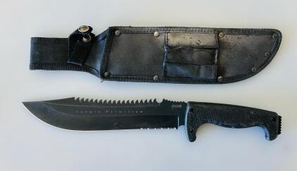 SOG Jungle Primitive Fixed-Blade Survival Knife, 9.5" 420 Stainless Combo Edge, Nylon Sheath