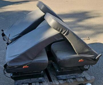 Pair Of Fire Fighter Black Vinyl Mechanical Suspension Seats For Fire Truck Or Utility Vehicle