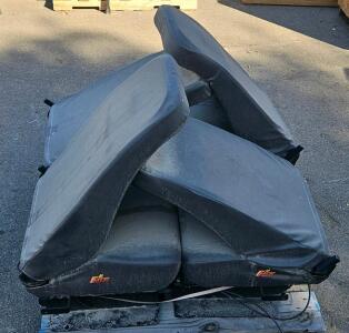 Firefighter Double Bench Vehicle Seats With Headrests & Wiring - Black Vinyl, Floor Mount