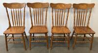 Solid Wood Rectangular Dining Table Set, 4 Spindle-Back Chairs, Carved Backrests - 6