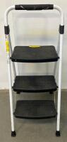 SocTone 3-Step Folding Step Ladder, Steel Frame, 500 lb Capacity, Non-Slip Wide Steps