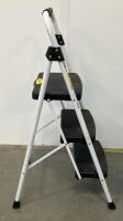 SocTone 3-Step Folding Step Ladder, Steel Frame, 500 lb Capacity, Non-Slip Wide Steps - 5