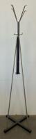 Rolling Garment Racks Adjustable Single Rail Silver & White + Metal Coat Rack, Set of 3 - 2