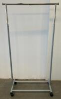 Rolling Garment Racks Adjustable Single Rail Silver & White + Metal Coat Rack, Set of 3 - 4
