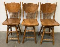 Traditional Farmhouse 4-Piece Set, Rectangular Wood Table with 3 Spindle-Back Chairs - 2