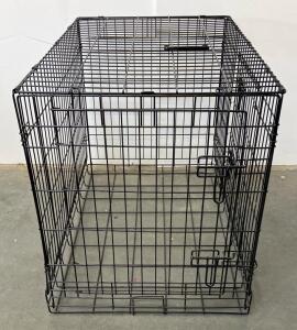 42" Double Door Wire Dog Crate, Collapsible, Black, For Large Breeds Up to 90 lbs