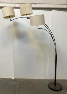 3-Light Arc Floor Lamp With Adjustable Arms And Fabric Shades