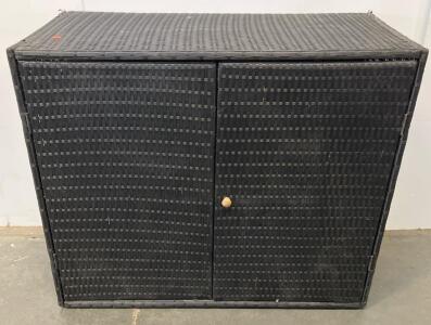VidaXL Outdoor Patio Storage Cabinet, Black PE Rattan