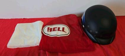 Bell Pit Boss Half Helmet, Matte Black, Stars & Stripes, DOT Certified, Sun Visor, Size Not Marked