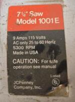 JCPenney 7 1/4" Circular Saw Model 1001E, 9 Amps, 5300 RPM, Made In USA Post Hole Digger, Rake, And Ballasts - 4