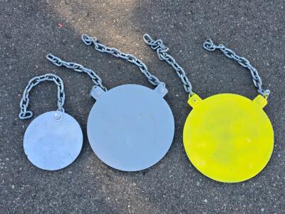 Steel AR500 Gong Targets Set &ndash; 8", 12", 14" Round Plates with Heavy Chains, Painted Finish