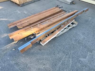 Commercial Wall-Mount Wood Coat Rack Sections, 8 Pieces, Approx. 7-8 ft Each