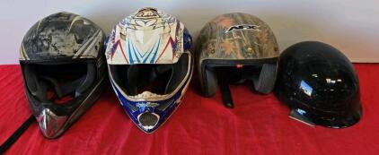 Lot of 4 Helmets: Troy Lee Designs Motocross, AFX Camo Open Face, Utility & Motocross Styles