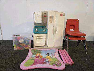 Step2 Play Kitchen, Disney Princess Table, 2 Red Chairs & Toy Accessories Kids Set