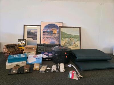 Mixed Lot: Cabin Air Filters, Sleeping Pad, Home Decor, First Aid Kits, Canning Pot, Heater (Tested), and More