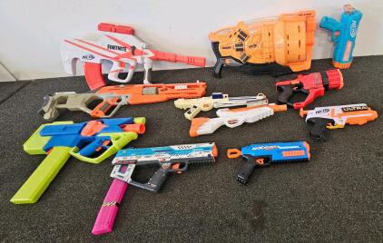 Nerf & X-Shot Blaster Lot: Fortnite AR-L, AlphaHawk, Judge, Insanity, Tote, 11 Blasters