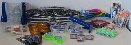 Bulk Lot: 7 Floral Sneakers, Hardware Kits, Glass Vases, Caulking Guns, Shoehorns, Tools