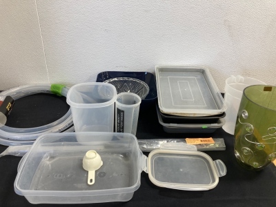 Baking Pans, Tupperware, Tubing, Bathroom Sink, Punch Bowl, Green Vase