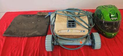 Industrial Robotic Pool Cleaner, Likely Trojan, 50 ft Cable, Large Wheels, Bundle with Mat & Pipes