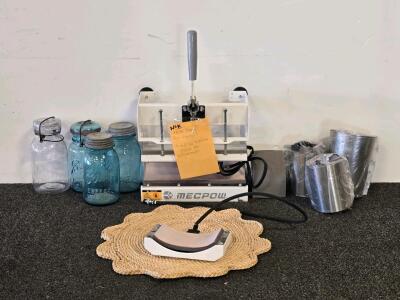 MecPow Hat & Tumbler Heat Press Machine, 4 Tumbler Attachments, Hat Press, Sublimation, New