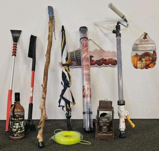Mixed Lot of Household & Garden Tools, Decor & Novelty Items