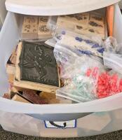 Bulk Craft Lot: 60+ Wood Rubber Stamps, 8 Fiskars Pattern Scissors, Embossing Tool & More - 6