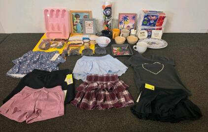 Mixed Household Items and Girls' Clothing Lot &ndash; Kitchenware, Decor, Apparel