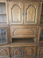 Classic Large Modular Oak Wall Unit, Cathedral Panel Doors, Glass Display, (conex 5) - 2