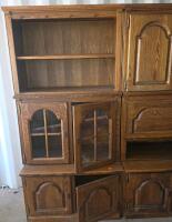 Classic Large Modular Oak Wall Unit, Cathedral Panel Doors, Glass Display, (conex 5) - 4
